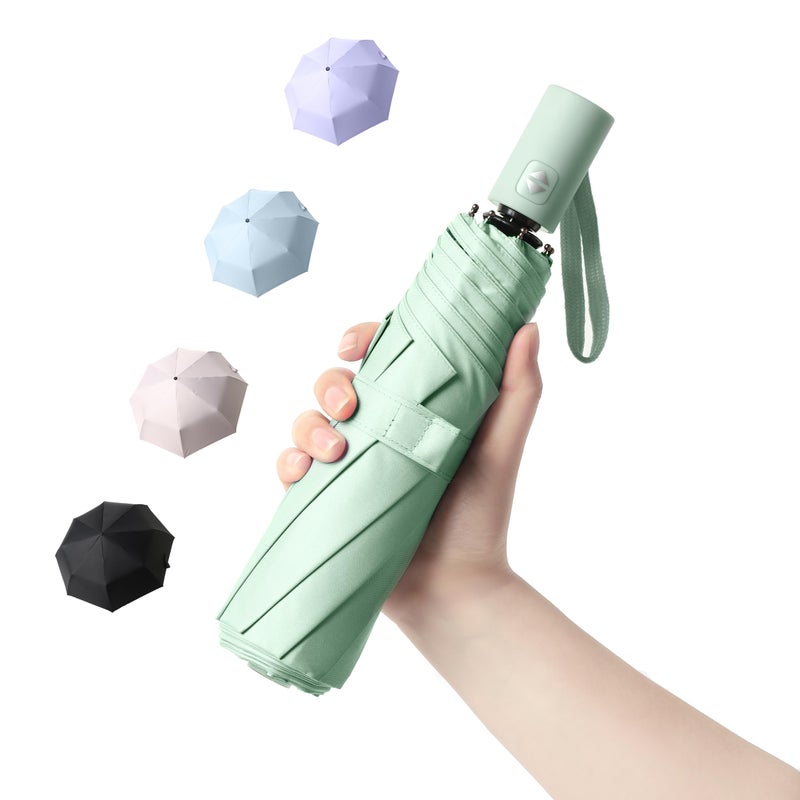 BAODINI Small Travel Umbrella for Rain and Sun Protection, 42 Inch Arc Canopy, Windproof and Compact - Image 1
